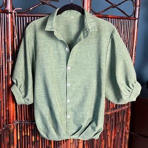 Green Button Up Blouse